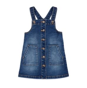Wonder Nation Toddler Girls' Jumper Overrall Button-Up Denim Summer Casual Dress